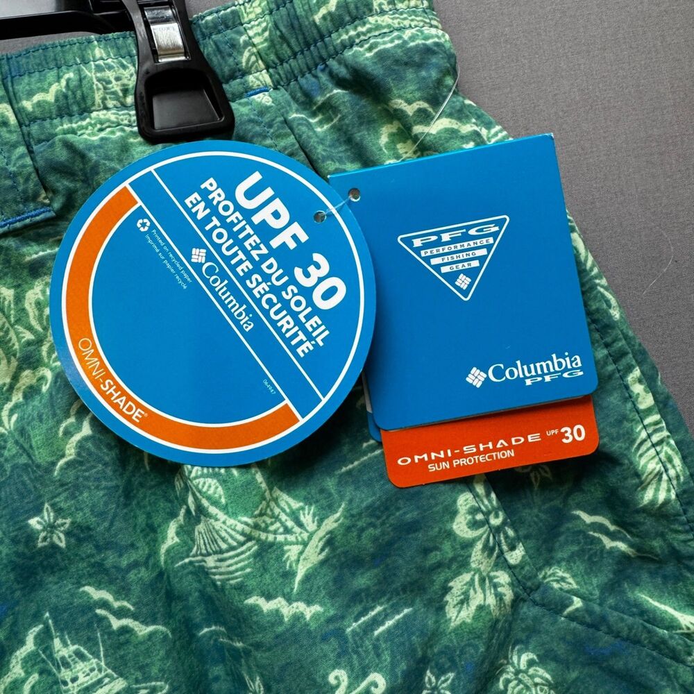 NWT Columbia Swim Trunks Men's XXL Green Printed BackCast II Short Omni-Shade - Picture 7 of 14
